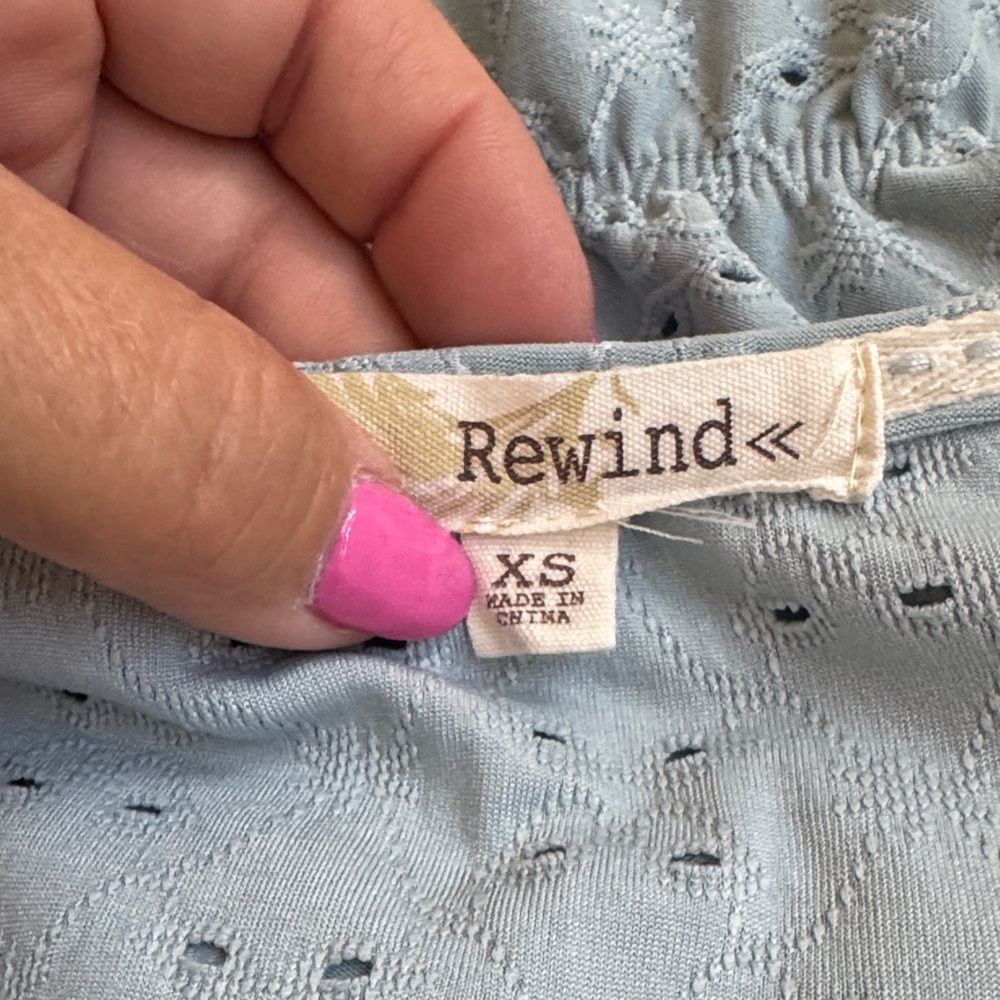 Rewind Light Blue Eyelet Ruffle Blouse - Picture 3 of 3
